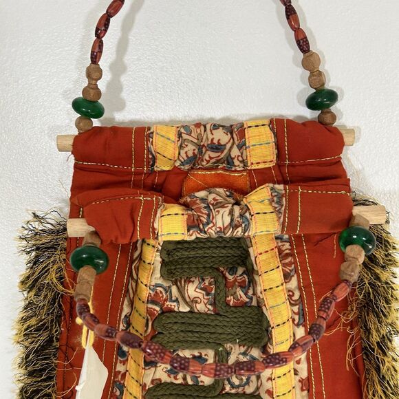 New Boho Handbag Fabric Beaded Fringe Bells Embroidered Purse Artsy Festival nwt - Picture 8 of 9